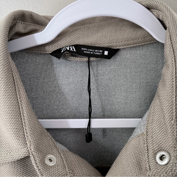 NWT Zara Textured Ottoman Overshirt Shacket Beige L - Picture 5 of 10